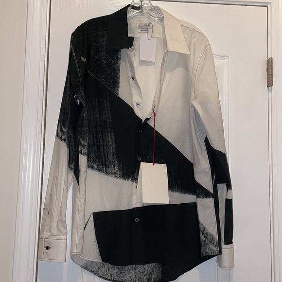 NWT Alexander McQueen Men's Brushstroke Shirt size - 16 - Picture 2 of 10
